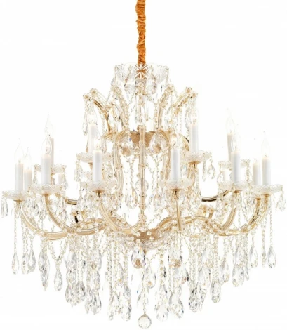 Подвесная люстра большая iLamp Diamond 6071-18 GD+CL (220V, на цепи, подсвечник, свеча)
