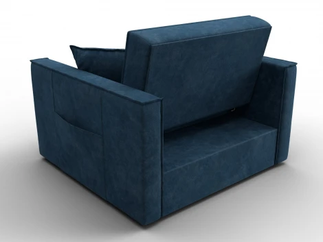 Кресло-кровать Лига-104 (80) (ЛДСП,Брус,Фанера,Велюр/Синий) Лига Диванов 134850