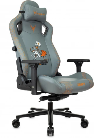 Кресло игровое Knight Craft Dragon серый эко.кожа крестов. металл