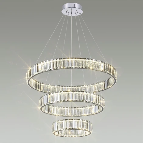 Подвесной светильник ярусный Odeon Light L-vision 4930/88L хром/прозрачный металл/хрусталь LED 88W VEKIA (220V, на тросе)
