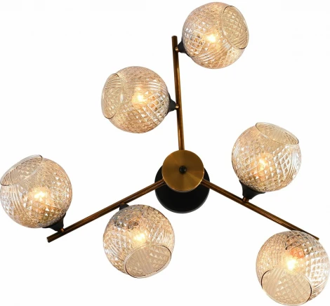 Потолочная люстра на штанге Reluce 11341-0.3-06 GOLD BRONZE+BK (220V, шар)