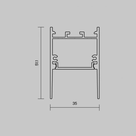 Алюминиевый профиль накладной-подвесной 35x51 черный 2 м, ALM-3551-B-2M Maytoni 633011