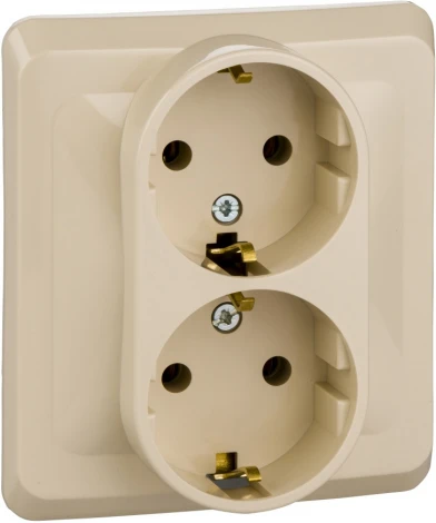 Розетка встраиваемая двойная с заземлением (кремовый) Systeme Electric Этюд PC16-007K
