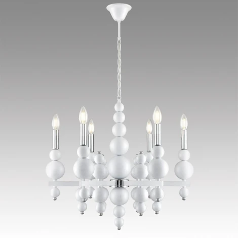 Подвесная люстра Lumion Nana 8260/6 белый/хром, металл E14 6*40W 220V (на цепи, свеча)