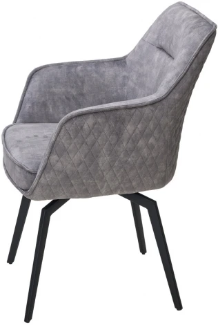 Стул RENLY 180 град. поворот. 7525-180 Серый, велюр / Черный, ®DISAUR