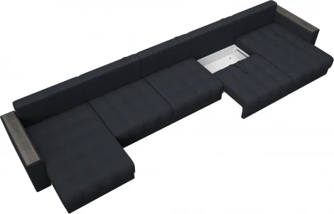 Диван П-образный с декором Лига-049 НПБ Мегалонг Лига Диванов (Замша) арт.128544