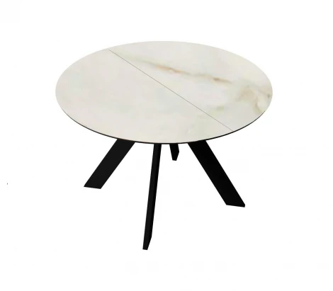 Стол DikLine SKC110 d1100 Керамика глянец Ostra Bianco (мрамор глянец белый)/подстолье черное/опоры черные 00-00081865