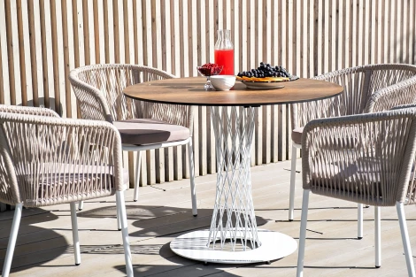 "Диего" обеденная группа на 4 персоны, круглый стол "дуб", цвет бежевый 4SIS арт.УТ-00003586