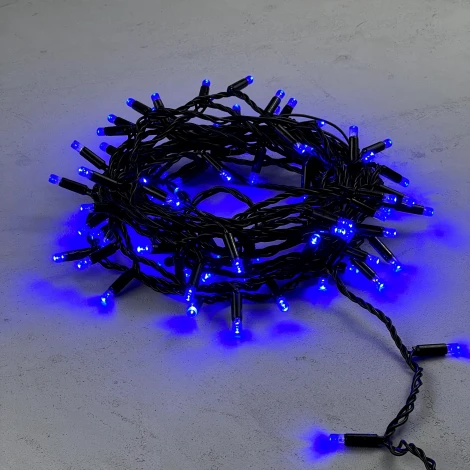 Гирлянда Нить с колпачком 10м синяя 220В, 100 LED, провод черный ПВХ, IP65 Laitcom PST100CAP-11-2B