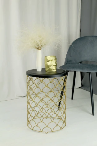 Столик журнальный Sheffilton SHT-CT24-1 золото/черный муар
