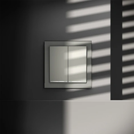 Проходной переключатель двухклавишный с подсветкой (сталь) Voltum S70 VLS020405