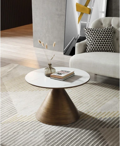 Стол журнальный ESF CT9346CI (D70) белый керамика (LIUJINBAI)/Керамика,Металл