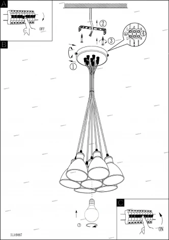 Подвесной светильник Eglo Priddy 49467 (220V, на проводе, круглые, паук)
