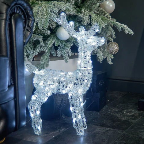 Фигура светодиодная каркасная «Олень-2», 36х60см, 80 светодиодов. белый свет, провод прозрачный Uniel ULD-M3660-080/STA WHITE IP44 DEER-2
