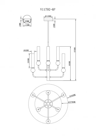 Потолочная люстра на штанге Moderli Illis V11792-6P