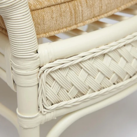 Комплект обеденный "ANDREA GRAND" (стол со стеклом+6 кресел+ подушки) TCH White (белый), Ткань рубчик, цвет кремовый Tetchair ANDREA GRAND 12427