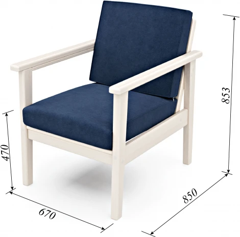Кресло Arsko Лориан беленый дуб велюр синий