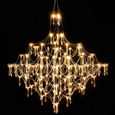 Подвесная люстра светодиодная хрустальная с пультом ILLUMICO IL0909-1000HX-123 Ether