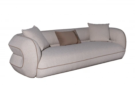 ZW-25003 Диван Амели (Amelia) трехместный букле светлый 253*100*67см с бежевым кантом Garda Decor