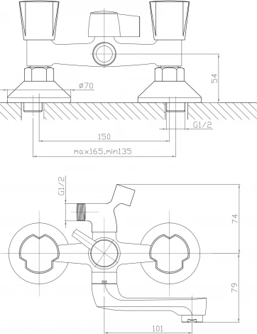 Смеситель Agger Retro-R A2021200 для ванны с душем