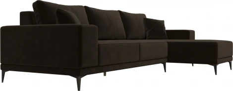 Диван угловой Льюес правый (Коричневый/Микровельвет) Лига Диванов арт.122405