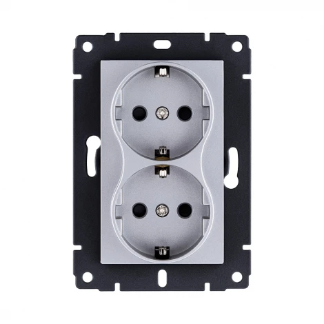 Розетка штепсельная SCHUKO двойная 16A/250 В серый Kollinger REA-032GY для Aspekt, Eleganz, Reflex