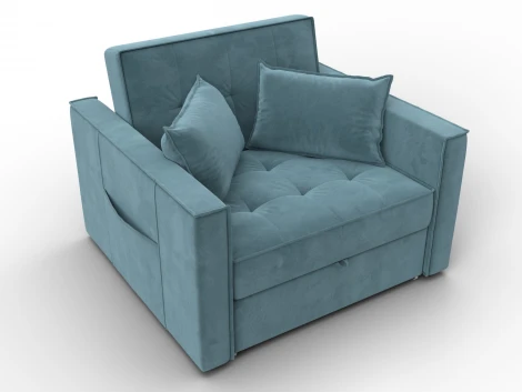 Кресло-кровать Лига-104 (80) (ЛДСП,Брус,Фанера,Велюр/Бирюзовый) Лига Диванов 134853