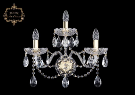 Бра Art Classic 10.12 10.12.2+1.195.XL.Gd.Sp (220V, хрусталь, подвески, подсвечник, свеча)