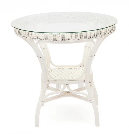 Комплект обеденный "ANDREA" ( стол со стеклом + 4 кресла + подушки) TCH White (белый)