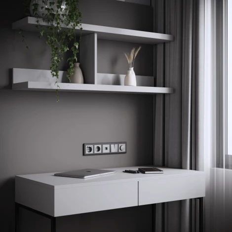 Розетка с заземлением,шторками и USB Type A+С (серебряный матовый) Werkel W1171765 (a063618)