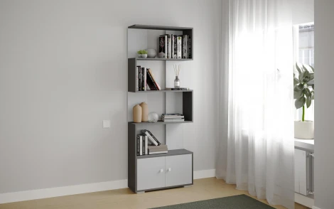 Стеллаж ТЭКС Ромео-2, Графит серый, серый камень