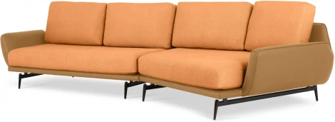 Диван Ispani угловой правый ОГОГО (арт.803481), (Ткань,Экокожа/Оранжевый)