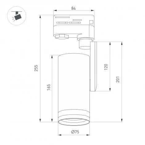 Трековый светильник светодиодный LGD-URANUS-4TR-R75-18W/25W Warm3500-MIX (WH, 20-50 deg, side holder, 230V) (Arlight, IP20 Металл) 059362