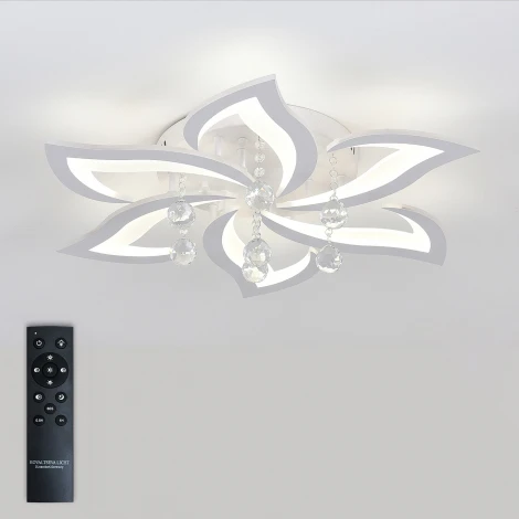 Потолочная светодиодная люстра с пультом и управлением смартфоном 120W Olimp LED LAMPS 81238 Natali Kovaltseva (регулировка яркости, 220V, подвески, цветы)