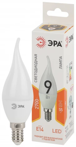 Лампочка светодиодная E14 9W ЭРА LED BXS-9W-827-E14