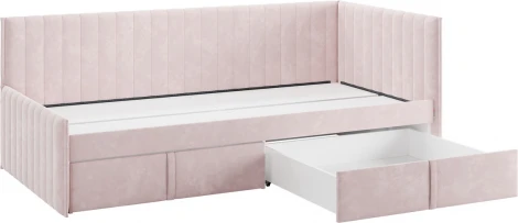 Кровать с ящиками Твикс (Тахта) 90х200 см Mebelson (ДСП,Велюр/Розовый) арт.171564,2172
