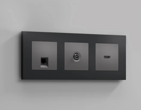 Лицевая панель Ambrella Volt ALFA (Антрацит серый) для TV розетки QUANT AP6630