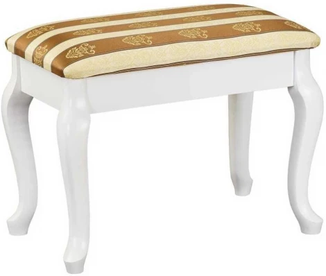 Банкетка Ретро с ящиком белый, ткань полоса коричн. от фабрики Mebelik