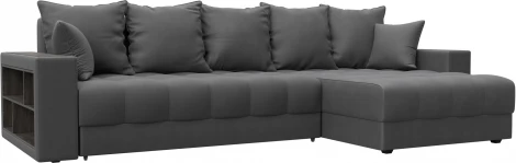 Диван угловой с декором и полкой Лига-050 НПБ Лига Диванов (Замша) арт.128615