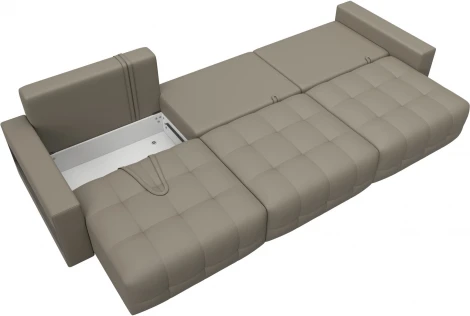 Диван прямой с полками Лига-053 НПБ Лонг Лига Диванов (Экокожа) арт.128918