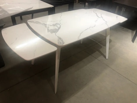 Стол ELIOT 120 GLOSS STATUARIO WHITE SINTERED STONE / WHITE