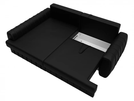 Диван угловой Лига-057 НПБ угол левый (ЛДСП,Брус,Фанера/Пластик/Экокожа/Черный) Лига Диванов 130034L