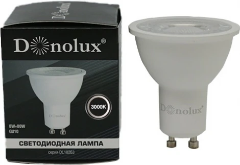 Светодиодная лампа 8Вт GU10 3000K 750Лм Donolux DL18263 DL18263W8GU10