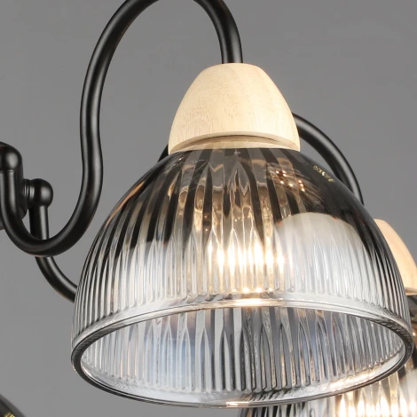 Потолочная люстра на штанге Reluce 69660-0.3-05 BK+WOOD