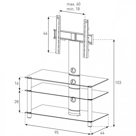 Тумба под телевизор Sonorous NEO 953 B HBLK