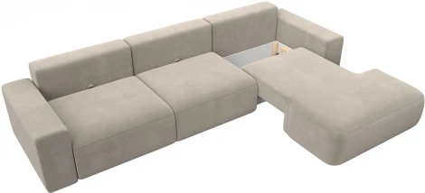 Диван угловой Лига-036 НПБ Классик Лонг правый угол (Бежевый/Микровельвет) Лига Диванов арт.121381