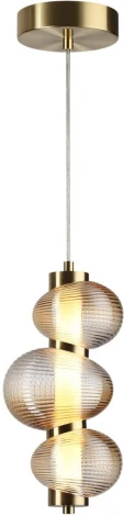 Подвесной светильник Odeon Light Bruco 5095/12L латунный/янтарный градиент/металл/стекло LED 12W 4000K (220V, на проводе, бусы)