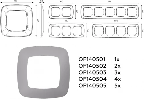 Рамка Ambrella Volt OMEGA Ecta (Сталь матовый) 4-ая OF140504