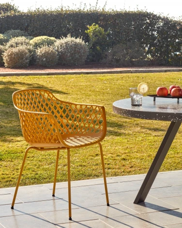 Обеденный стул La Forma (ex Julia Grup) Quinn (Желтый,Горчичный/ Сталь,Металл,Пластик,Полипропилен)