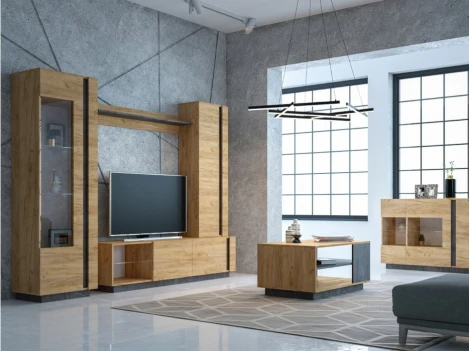 ТВ-тумба Mobi Арчи 10.86 дуб золотой craft / камень темный U3705 339645